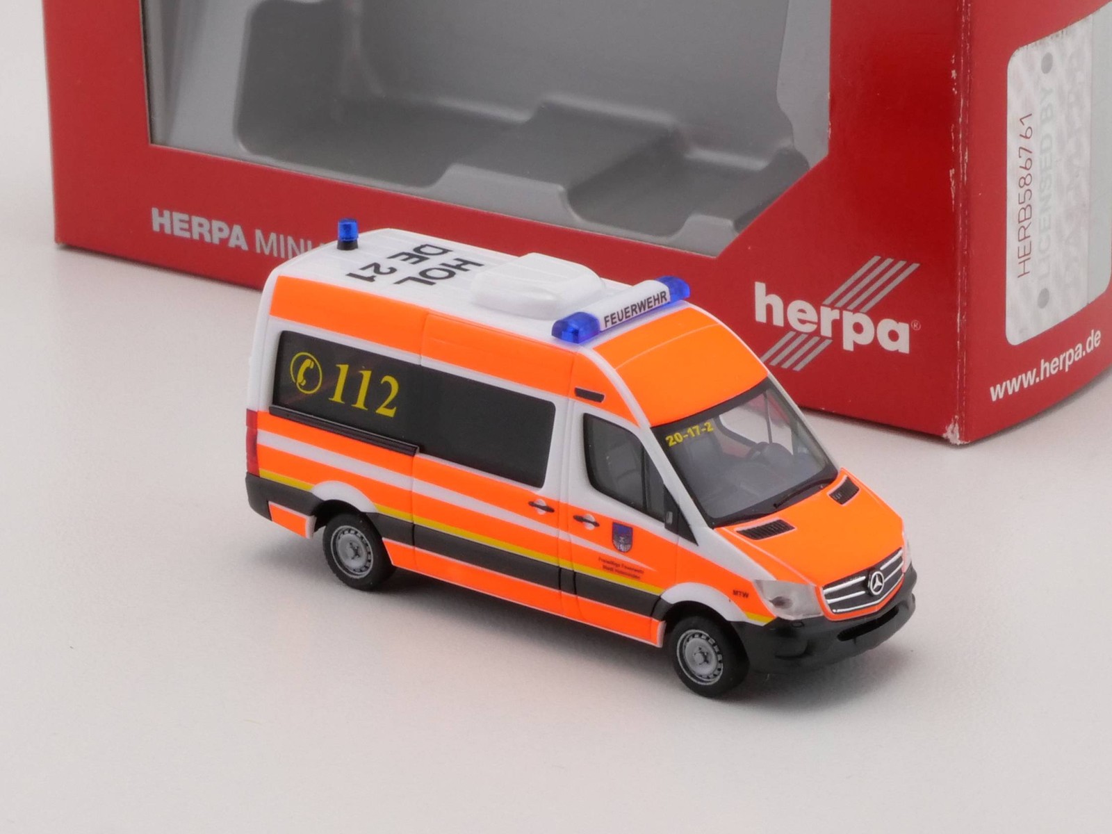 Herpa 092074 MB Sprinter Mtw Fire Brigade Holzminden 1:87 Mint! Ob 1703-07-10