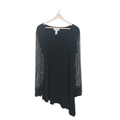 Joseph Ribkoff Tunic Top 22 Black Beaded Sleeve Asymmetrical NWT Canada