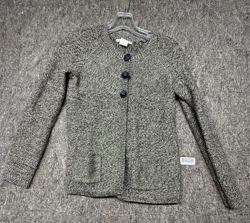 Gerard Darel Cardigan Button Wool Blend Metallic Knit Blk Beige Brown Pockets 2