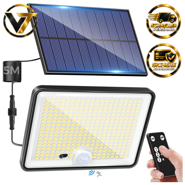 Solarlampe AußEn 342 LED IP65 Wasserdicht Mit Bewegungsmelder 3 Modi-image