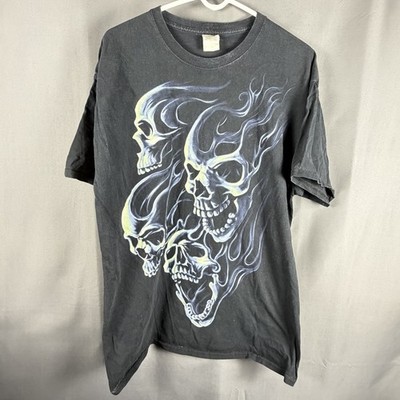 Vintage Y2K Flaming Skulls Jessie Pinkman Mens T Shirt XL Black Fruit Of Loom