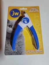 JW Pet GripSoft Cat Deluxe Nail Trimmer Blue & White Nail Clippers Non-Slip Grip