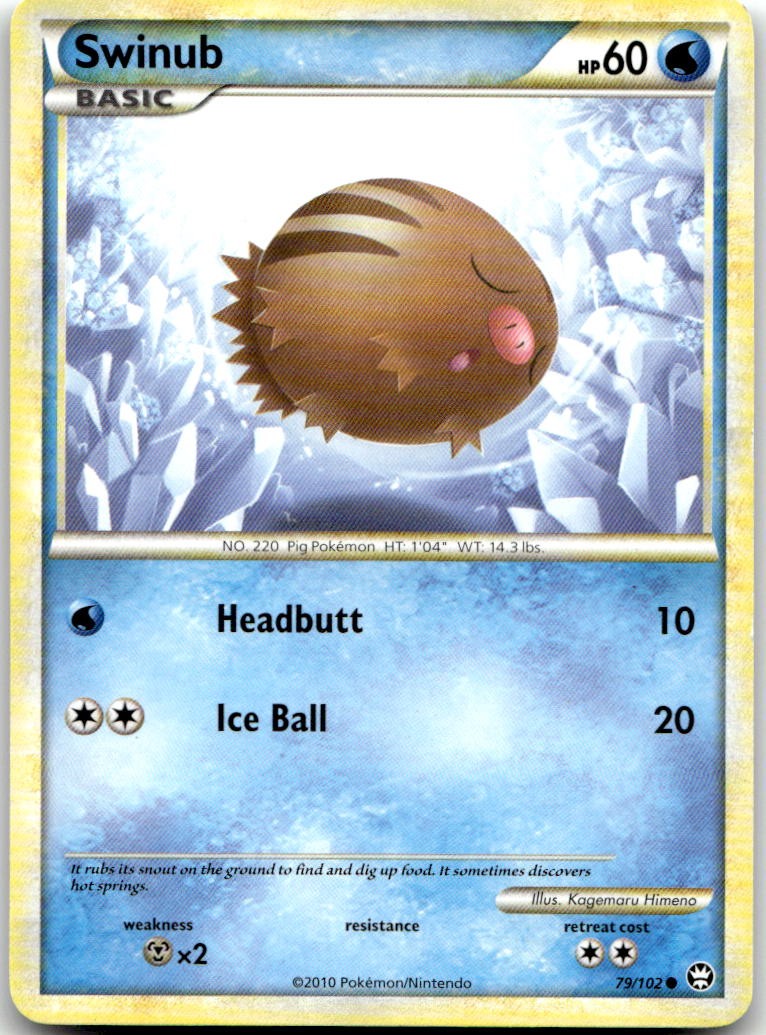 Swinub 79/102 Common HGSS Triumphant Pokemon Moderately Played