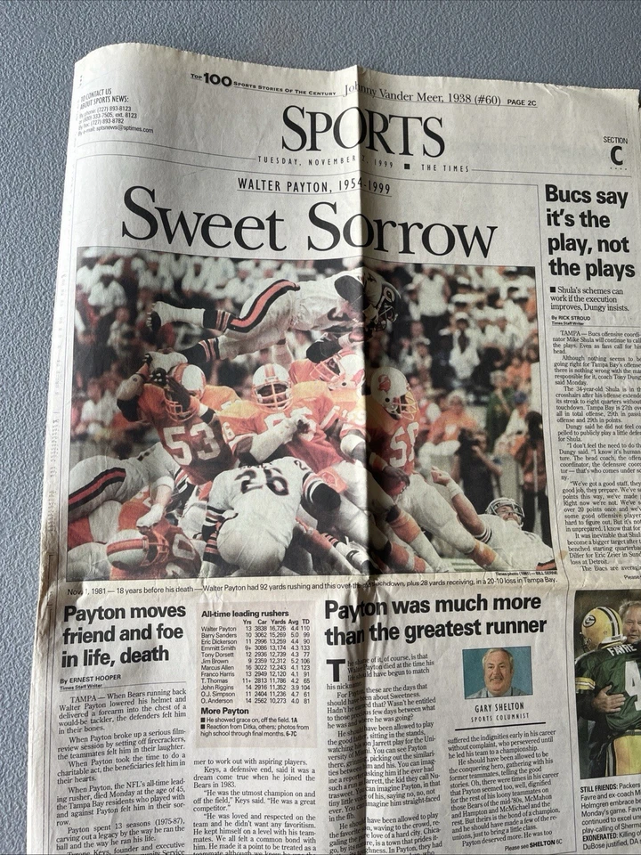 Foto autografiada de Walter Peyton “dulzura”, Wheaties Never Opened, periódico Foto 3 de 4