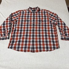 Carhartt Button Down Shirt Mens 2XL Loose Fit Red Plaid Midweight 104910-Q14