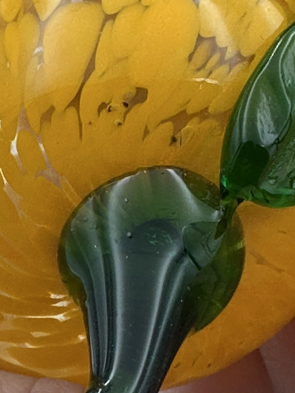 Hand Blown Glass Yellow Orange Fruit Speckled Murano Style Small