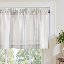 jinchan Striped Linen Valance Curtain 16 Inch Vertical Striped Valance for Kitch