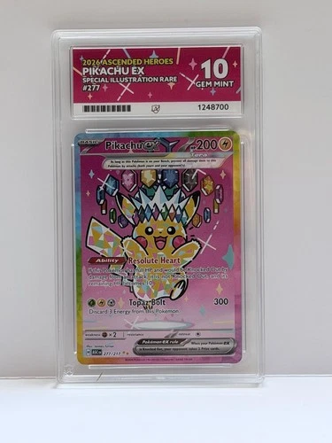 Pikachu EX 277/217 - Ascended Heros - SIR - ACE 10 Gem Mint - Perfect Subgrades