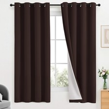 Blackout Curtains with Black Liner Chocolate Brown 2 Pack 52W x 63L