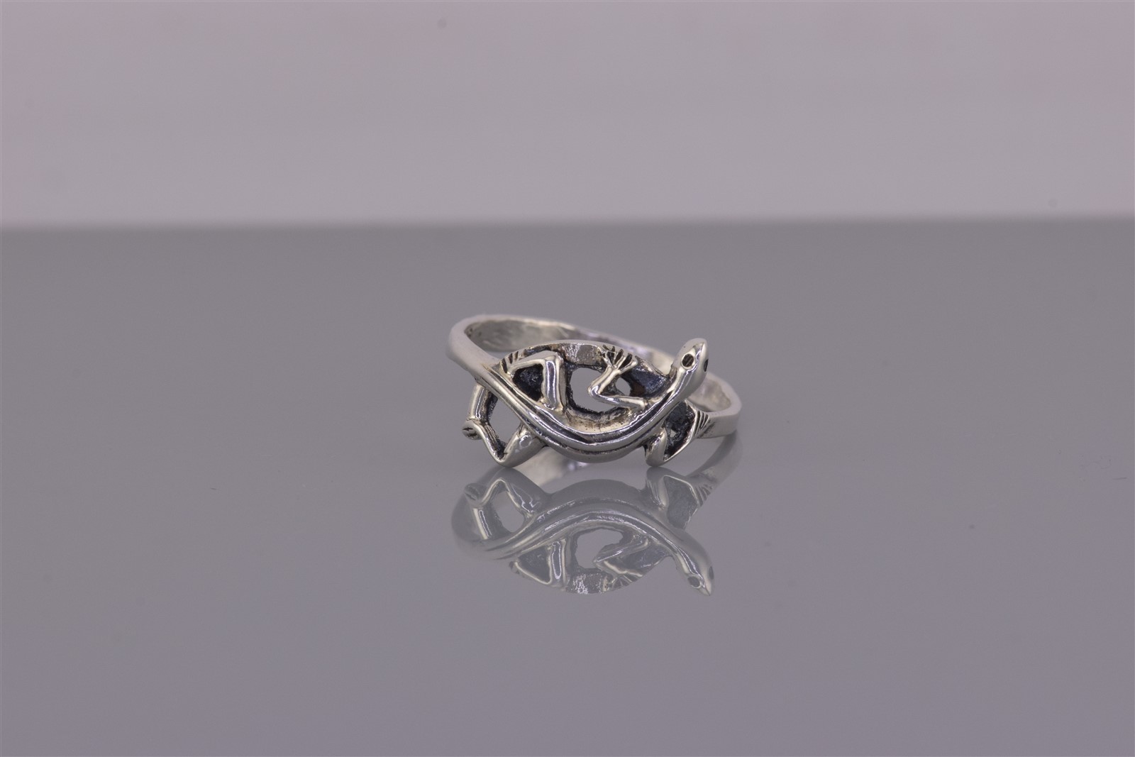 Sterling Silver 10mm Dimensional Lizard Gecko Sal… - image 1