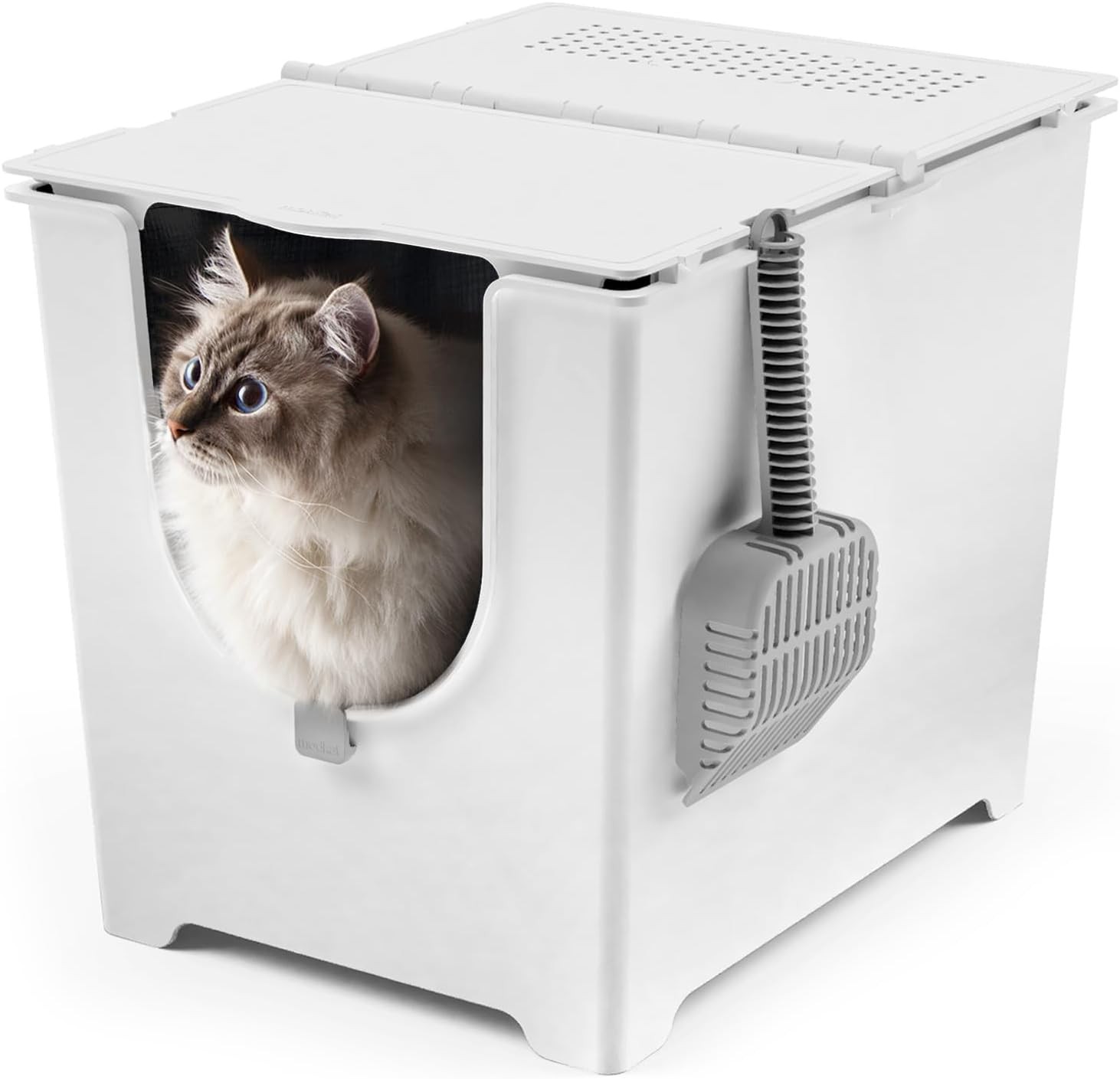 Flip Litter Box,Front-Entry,Full Height Seamless Base,2X Bam