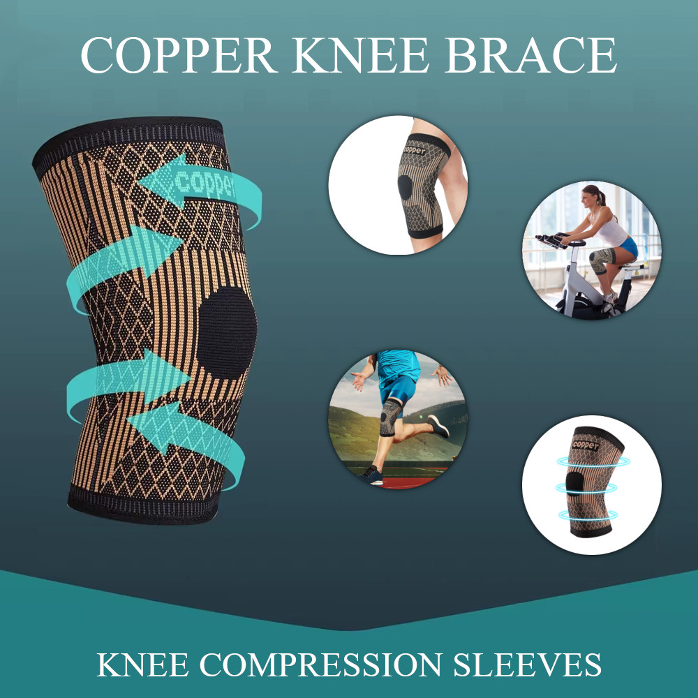 Knee sleeves copper compression brace arthritis support sport joint injury pain