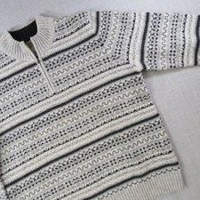 L.L. Bean Men  s Large 100 Shetland Wool Sweater Gray Fair Isle Quarter Zip