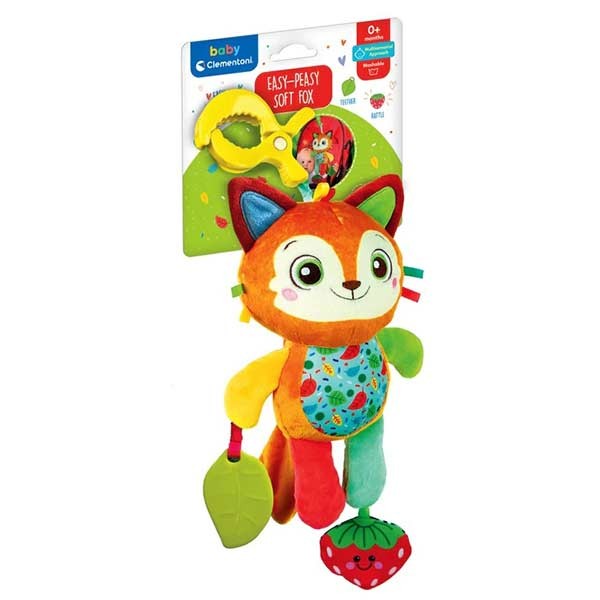 Clementoni Multicolore/Arancia Accessori Per Passeggino, Peluche Da Viaggio Con Molletta - Volpe - Immagine 4