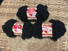 Red Heart Pomp A Doodle Yarn Jet 3 Skeins New