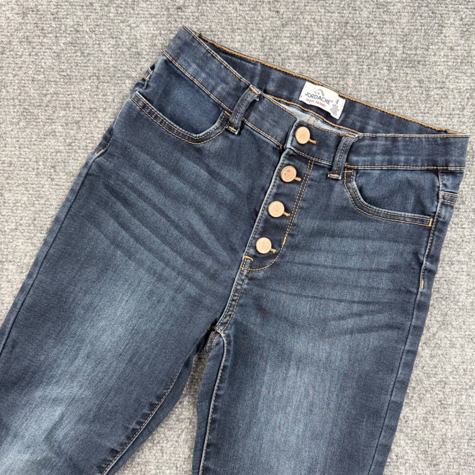 Girls Size 14 Button Fly Dark Wash Denim