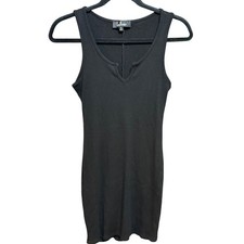 Lulus Black Ribbed Notched Scoop Neck Bodycon Mini Dress Small