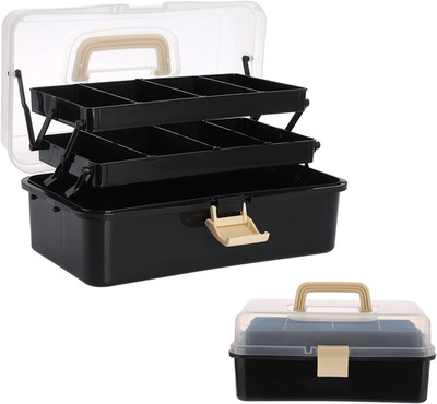 BTSKY 3-Layer Plastic Dividing Storage Box Craft Organizer with Adjustable Space