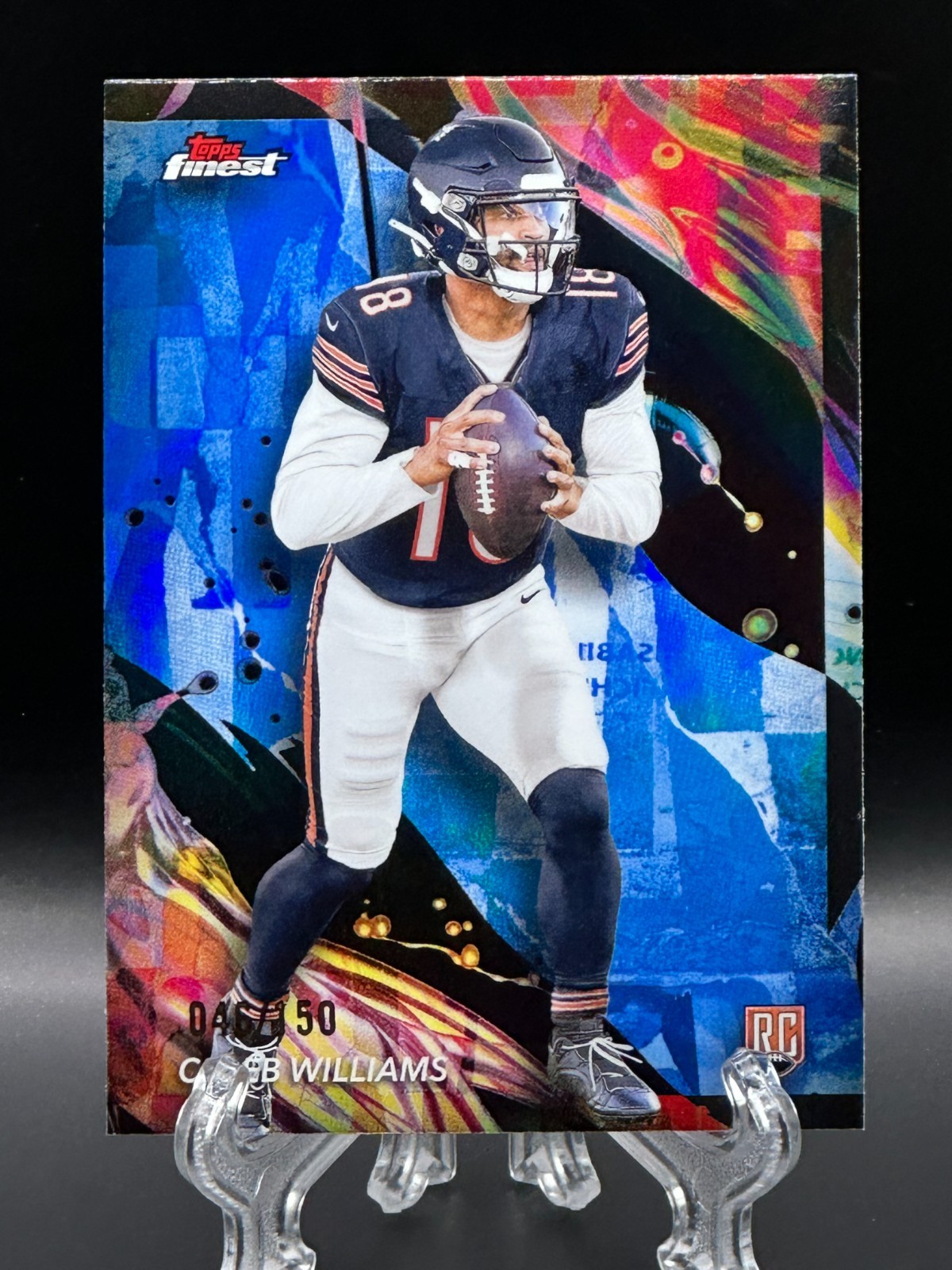 Caleb Williams 2024 Topps Finest Uncommon Rookie Blue Refractor /150 RC #161