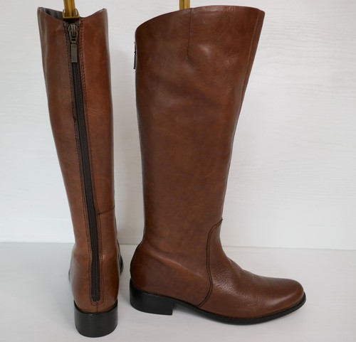DUNE,LONDON TOLWORTH CHOCOATE LEATHER KNEE HIGH BACK ZIP RIDING BOOTS UK 4 EU37 - Picture 15 of 18