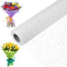 1 Rolle Jacquard-Netzgewebe-Blumengeschenkpapier, 180 Zoll x 19,7 Zoll Wei&szlig;