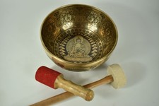 Singing Bowl Engraving - Buddha/Om Symbol 1511 gr. 24 cm - Belly Bowl Sound Massage