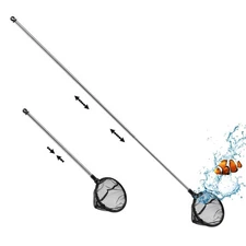 Telescopic Aquarium Fish Net, Fine Mesh Round Fish Net for Fish Tank with Ext...