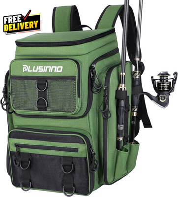 Fishing Backpack with Rod Holders Tackle Box 42L Large Water-Resistant Fishi...
