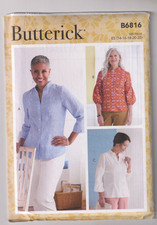 6816 BUTTERICK - Tab Collar SHIRT w Variations - Sz 14/16/18/20/22