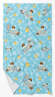 Petit Basset Griffon Veenden in Bathtub Bath Towel Large Oversized Plush