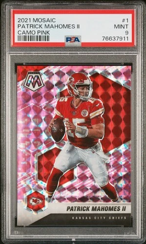 2021 PANINI MOSAIC #1 PATRICK MAHOMES II PRIZM CAMO PINK PSA 9