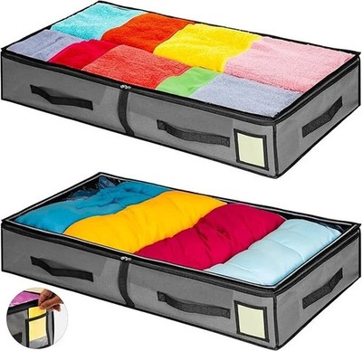 Große Unterbett Stoff Aufbewahrung Reißverschluss Bettdecke Organizer Taschen Schuhe Kleidung Bettwäsche