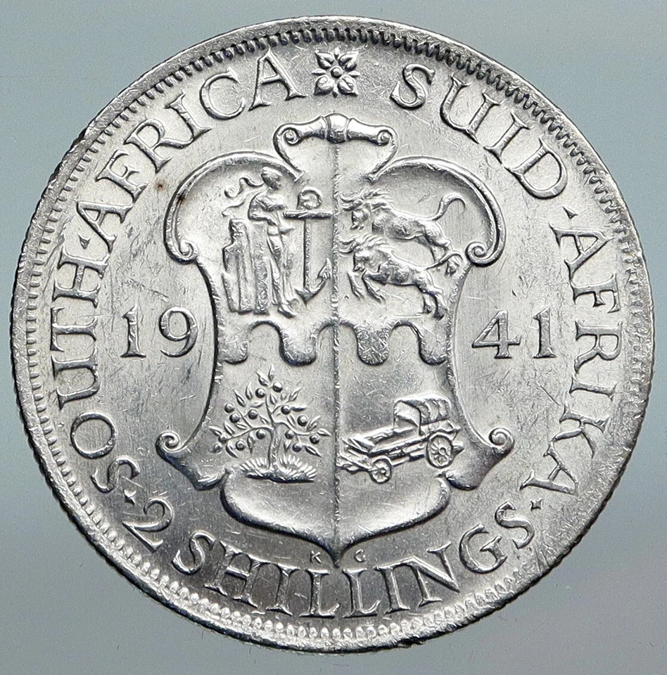 1941 SOUTH AFRICA UK King GEORGE V Vintage OLD Silver 2 Shillings Coin i90204 - Image 2 of 3