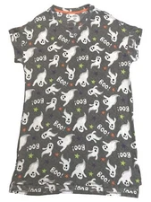 Womens Gray Ghost Print Halloween Nightgown Sleepshirt Sleep Shirt