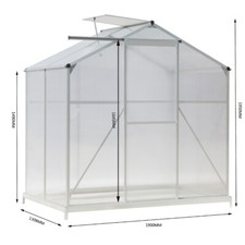 Aluminium Greenhouse WalkIn Large Clear Polycarbonate Gardening Shed Base Choose