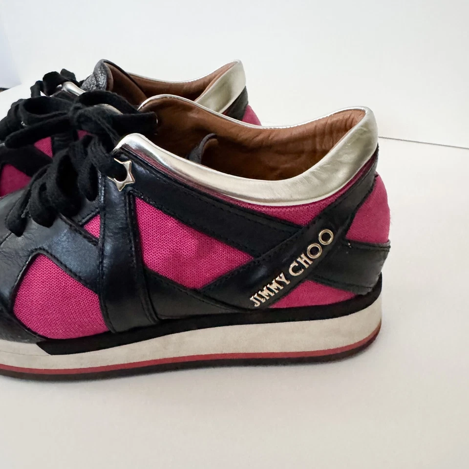 Jimmy Choo Tenis Rosa Negro Geranio Con Cordones EU 36.5 Foto 2 de 4