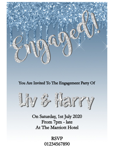 10 Personalised Glitter Engagement Wedding Birthday Baby Shower Invitations - Picture 5 of 24