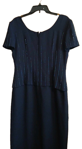 Sequin Dress Sz 6 Cocktail Wedding Special Occasion Party Talbots Navy Blue - Picture 4 of 5