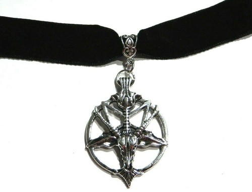 BLACK VELVET BAPHOMET CHOKER Pentagram 