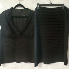 XSCAPE Woman by Joanna Chen Pintuck Bandage 2 Piece Evening Dress Black Plus 20W