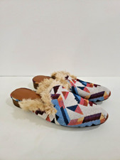 Universal Thread Aztec Print Faux Fur Lined Mule Slides Women's Sz 8.5