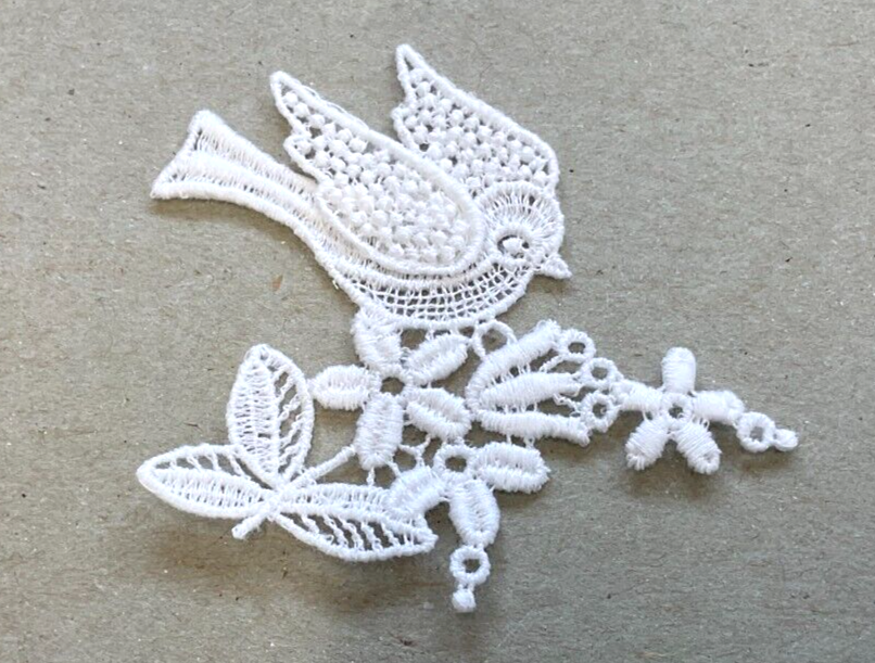 SWISS EMBROIDERED LACE MOTIF BIRD 2 1/4" H x 2 1/2" W eBay