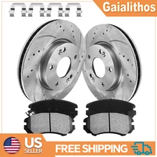 280mm Front Drilled Disc Brake Rotors + Ceramic Pads for 2010 2011 Kia Soul 2.0L