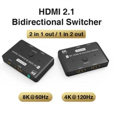 2 in1 out/ 1in 2 out 8K@60Hz 4K@120Hz HDMI 2.1 Bidirectional Switch Splitter
