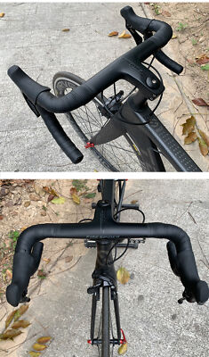 Manubrio TOSEEK Full Carbon Integrato 28,6/31,8mm Per Bici Strada E Gravel - Nero - Varie Misure