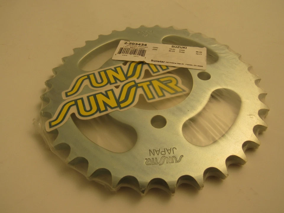 Задняя звездочка Sunstar Steel 34T Suzuki 1978-1983 DS80 /85-03 JR80 2-203434 новая из старых запасов - Изображение 2 из 4