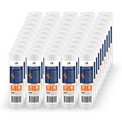 Grooved Sediment Water Filter 5 Micron 10" x 2.5" size 50 PACK by Aquaboon