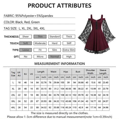 Halloween Womens Medieval Gothic Witch Renaissance Dress Adult Cosplay Costume - Picture 20 of 82