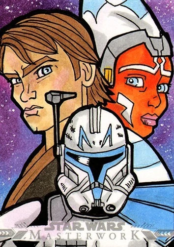 2022 Topps Star Wars MASTERWORK Sketch Card AHSOKA, ANAKIN & REX - Hennemann 1/1