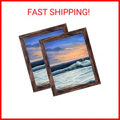 LUCKYLIFE 8x10 Picture Frame Brown for Wall Mounting or Tabletop Display, 2 Pack